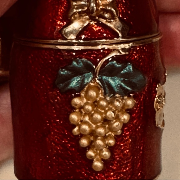 Vintage Bejeweled And Enamel Hinged Champagne Bottle Trinket Box - Picture 7 of 13